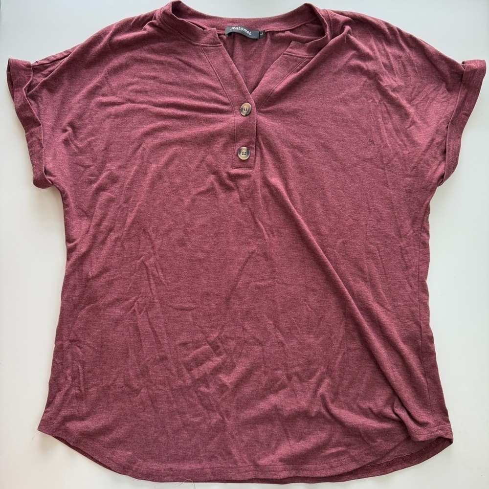Elegant Short Sleeve Burgundy Top